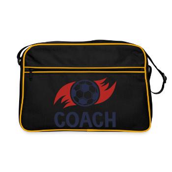 Trainer Papa Fußballduo Vater und Sohn - Retro Tasche - Schwarz/Gold - Vorne
