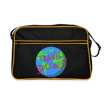 Weltreise Spezialist – Globale Abenteuer - Retro Tasche - Schwarz/Gold - Vorne