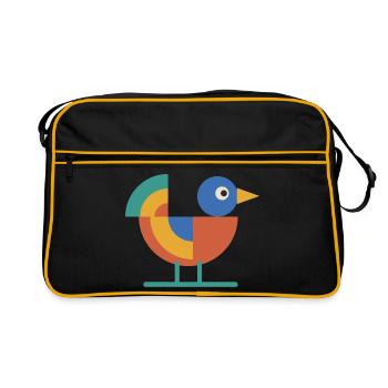 Geometrischer Vogel aus Kreisen und Viertelkreisen - Retro Tasche - Schwarz/Gold - Vorne