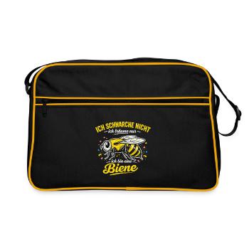 Ich schnarche nicht lustiger Bienenspruch - Retro Tasche - Schwarz/Gold - Vorne