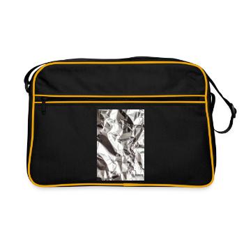 Zerknitterte Metallfolie Muster - Retro Tasche - Schwarz/Gold - Vorne