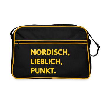 Auf den Punkt GELB - Retro Tasche - Schwarz/Gold - Vorne