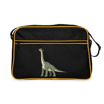 Dino mit Doktorhut - Retro Tasche - Schwarz/Gold - Vorne