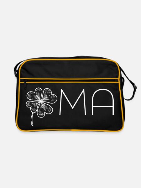 Oma mit Kleeblatt – Weiß - Retro Tasche - Schwarz/Gold