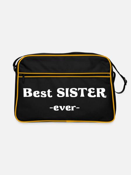 Beste Schwester - Best Sister - Retro Tasche - Schwarz/Gold