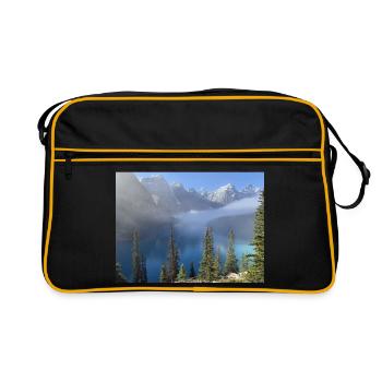 Bergsee im Nebelwald - Retro Tasche - Schwarz/Gold - Vorne