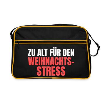 Zu alt für den Weihnachtsstress - Retro Tasche - Schwarz/Gold - Vorne