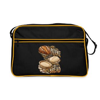 Sauerteig Bäcker Backen Patience Becomes Bread - Retro Tasche - Schwarz/Gold - Vorne