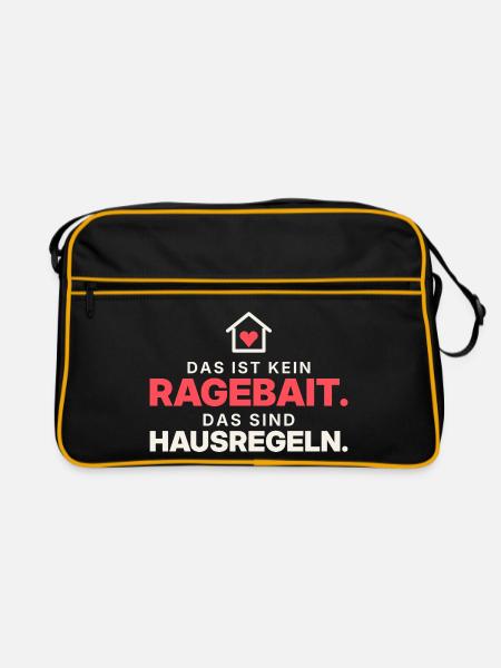 Kein Ragebait – Hausregeln - Retro Tasche - Schwarz/Gold
