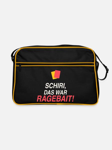 Schiri, das war Ragebait! - Retro Tasche - Schwarz/Gold