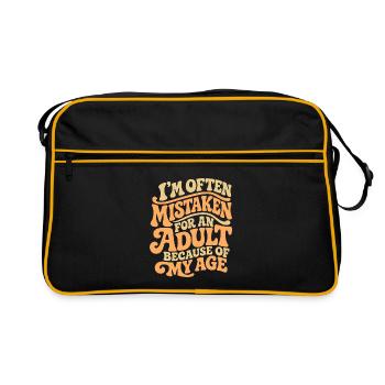 Ich werde oft für einen Erwachsenen MIstaken wegen meines Alters - Retro Tasche - Schwarz/Gold - Vorne