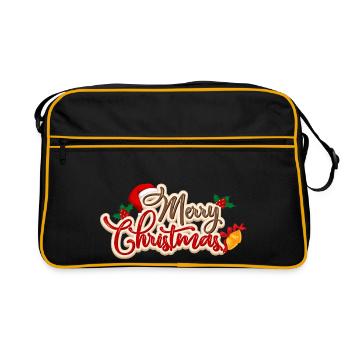 Frohe Weihnachten - Retro Tasche - Schwarz/Gold - Vorne