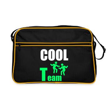 Cooles Team: Neon Green Duo - Retro Tasche - Schwarz/Gold - Vorne