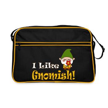 I Like Gnomish Funny Gardening - Retro Tasche - Schwarz/Gold - Vorne