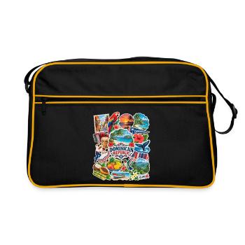Dominikanische Republik Sticker - Retro Tasche - Schwarz/Gold - Vorne