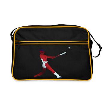 Baseball Geschenk Schlagmann USA Baseballspieler - Retro Tasche - Schwarz/Gold - Vorne
