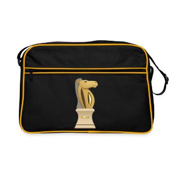 Goldener Pferdepokal - Retro Tasche - Schwarz/Gold - Vorne