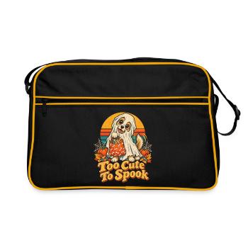 Halloween Hund Too Cute To Spook - Retro Tasche - Schwarz/Gold - Vorne