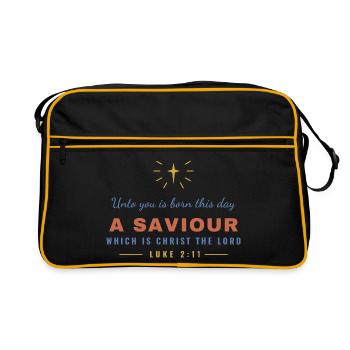Unto You Is Born a Saviour – Luke 2:11 - Retro Tasche - Schwarz/Gold - Vorne