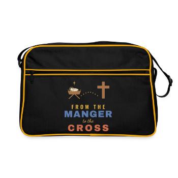 From the Manger to the Cross – Christian - Retro Tasche - Schwarz/Gold - Vorne