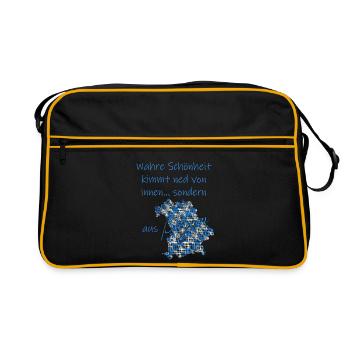 Wahre Schönheit aus Bayern - Retro Tasche - Schwarz/Gold - Vorne