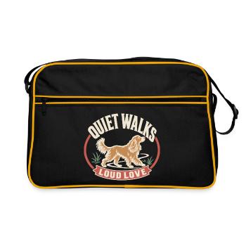 Quiet Walks Loud Love Retro Hundeliebhaber - Retro Tasche - Schwarz/Gold - Vorne