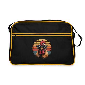 Retro Hahn Sonnenbrille Sonnenuntergang Hühner - Retro Tasche - Schwarz/Gold - Vorne