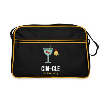 Gin-gle All the Way lustiger Gin-Weihnachtspullover - Retro Tasche - Schwarz/Gold - Vorne