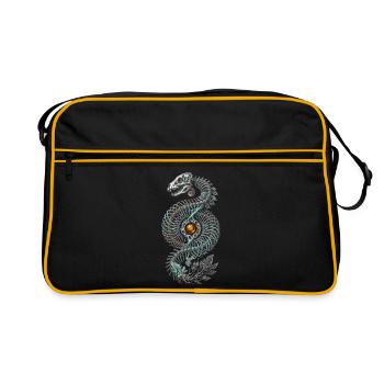 Skelett Dinosaurier Natur Fantasy Kunst - Retro Tasche - Schwarz/Gold - Vorne