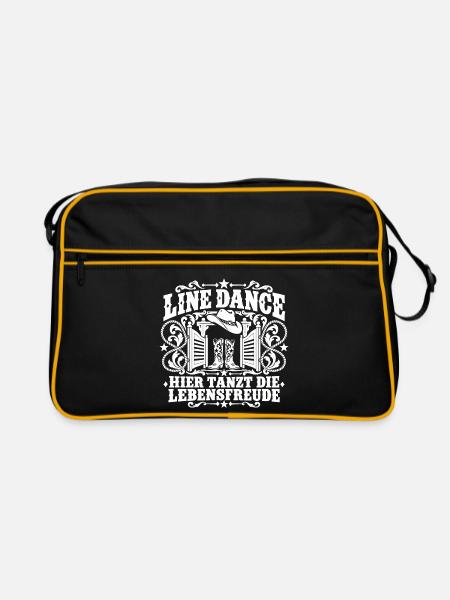 Line Dance Lebensfreude - Retro Tasche - Schwarz/Gold