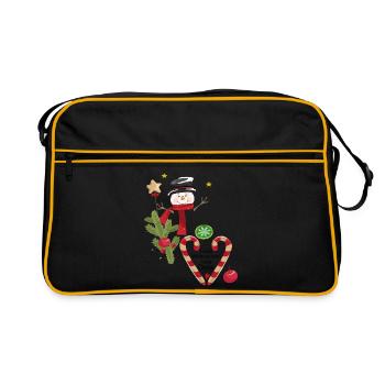 Frohe Weihnachten liebe Oma - Retro Tasche - Schwarz/Gold - Vorne