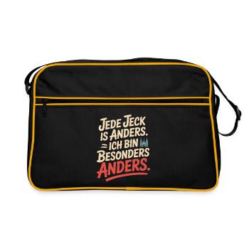 Jede Jeck is anders Ich bin besonders anders Köln - Retro Tasche - Schwarz/Gold - Vorne