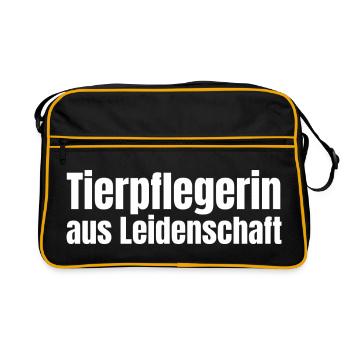 Tierpflegerin aus Leidenschaft Tiere Geschenk - Retro Tasche - Schwarz/Gold - Vorne