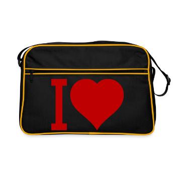 Ich liebe Herz-Icon Typografie - Retro Tasche - Schwarz/Gold - Vorne