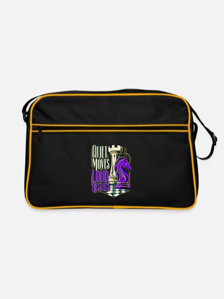 Leise Züge Laute Ergebnisse: Schach - Retro Tasche - Schwarz/Gold