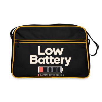 Low Battery Akku Leer Energiesparmodus Ruhe Humor - Retro Tasche - Schwarz/Gold - Vorne
