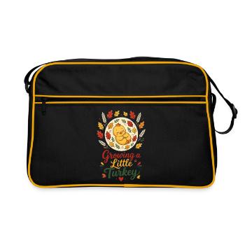 Growing a Little Turkey – Schwangerschaft Herbst - Retro Tasche - Schwarz/Gold - Vorne