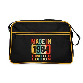 Hergestellt 1984 Limited Edition Vintage-Geburtstags-T-Shirt - Retro Tasche - Schwarz/Gold - Vorne