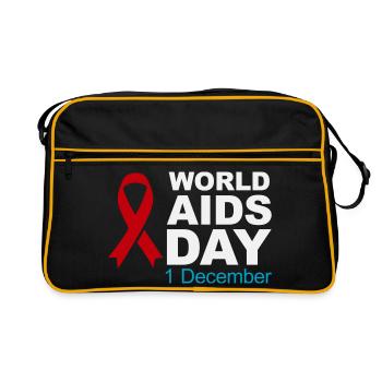 Rotes Band-Emblem zum Welt-AIDS-Tag - Retro Tasche - Schwarz/Gold - Vorne