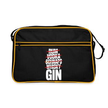 Kuki's Fine Spirit – Nur GIN Statement Shirt - Retro Tasche - Schwarz/Gold - Vorne