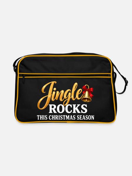 Jingle Rocks Weihnachten Glöckchen lustig - Retro Tasche - Schwarz/Gold