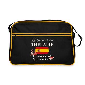 Spanien Ich brauche keine Therapie Geschenkidee  - Retro Tasche - Schwarz/Gold - Vorne