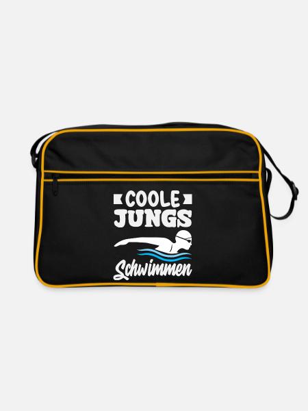 Schwimmsport Schwimmer Spruch Geschenk - Retro Tasche - Schwarz/Gold