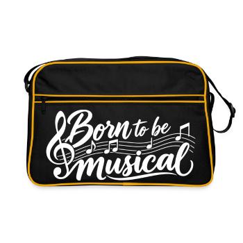 Born to be musical – Musiker Sänger Musikliebe - Retro Tasche - Schwarz/Gold - Vorne