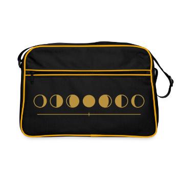 Mondphasen – minimalistische Goldlinie - Retro Tasche - Schwarz/Gold - Vorne