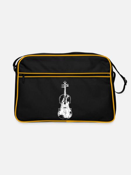 Geige Zeichnung - Retro Tasche - Schwarz/Gold