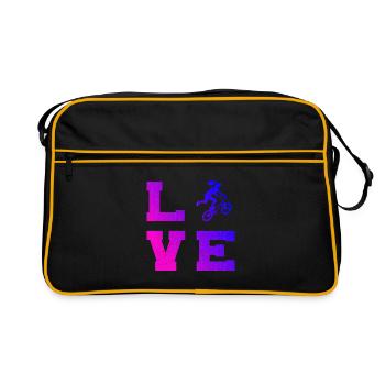 BMX-Racing Geschenkidee für die Freestyle-Fahrerin - Retro Tasche - Schwarz/Gold - Vorne
