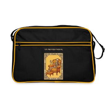 Das lustige Tarot-Skelett des Aufschiebers - Retro Tasche - Schwarz/Gold - Vorne