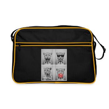 Leoparden Leopard - Retro Tasche - Schwarz/Gold - Vorne