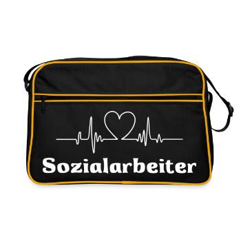 Sozialarbeiter - Retro Tasche - Schwarz/Gold - Vorne